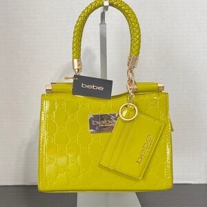 💚💚Bebe Dana Top Handle Crossbody Seagrass Green Satchel Purse with Card Holder